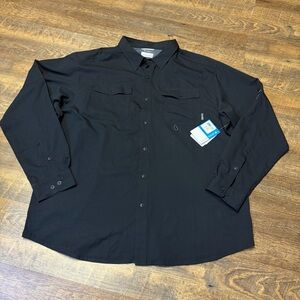 NEW Columbia Pacific Breeze Mens 2X Black Long Sleeve Fishing Shirt Omni-Shade